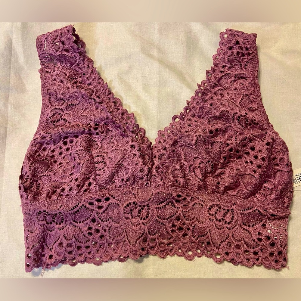 Altar'd State Intimates Women’s Medium Bralette Bra Burgundy Lace NWT